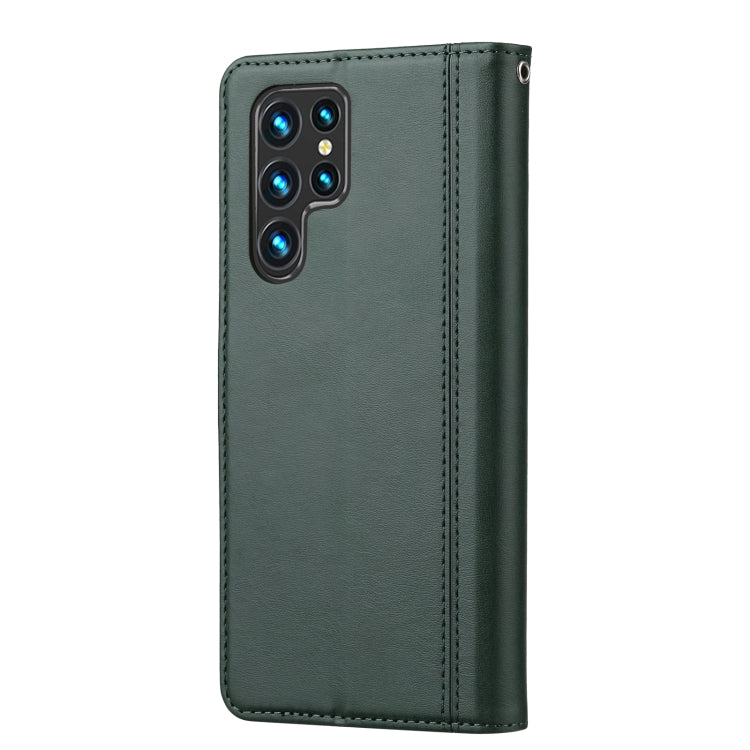 For Samsung Galaxy S22 Ultra 5G Calf Texture Double Fold Leather Phone Case