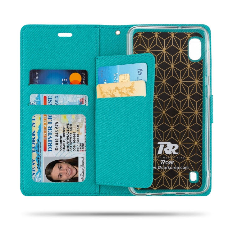 For Galaxy A10 ROAR Shockproof PU + TPU Horizontal Flip Leather Case with Holder & Card Slots