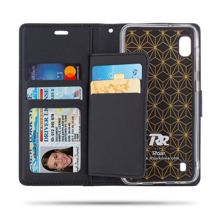 For Galaxy A10 ROAR Shockproof PU + TPU Horizontal Flip Leather Case with Holder & Card Slots
