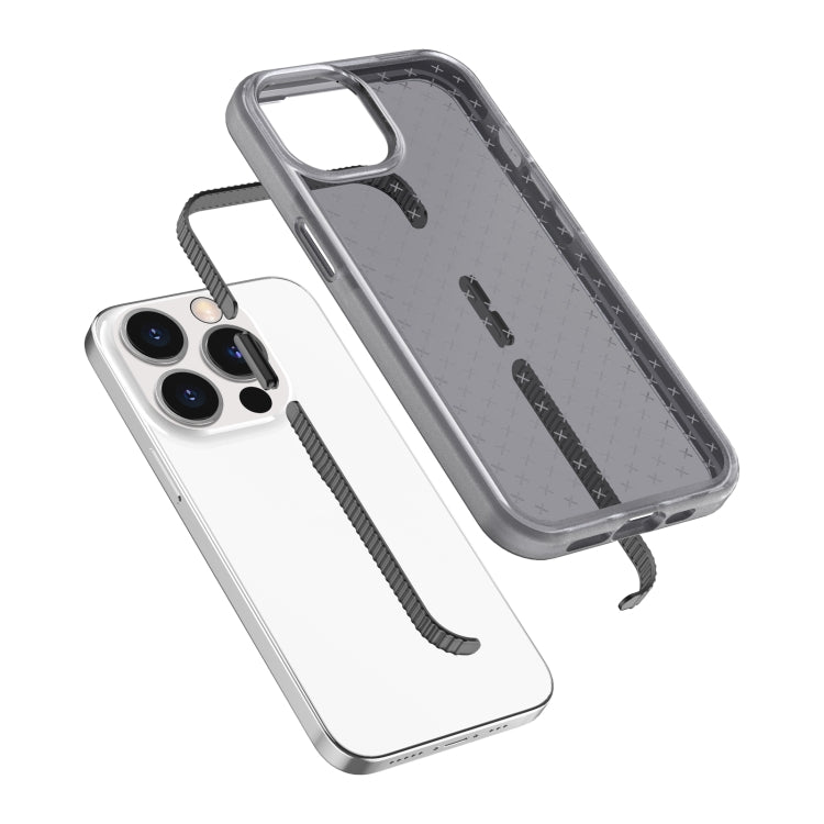 For iPhone 13 Pro Max Grid Pattern Shockproof Transparent TPU Phone Case