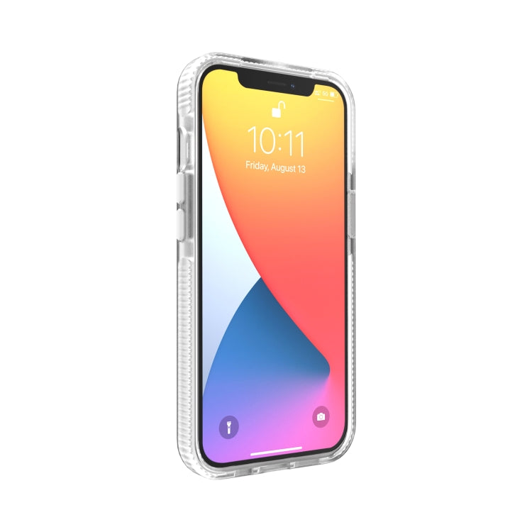 For iPhone 13 Pro Max Grid Pattern Shockproof Transparent TPU Phone Case