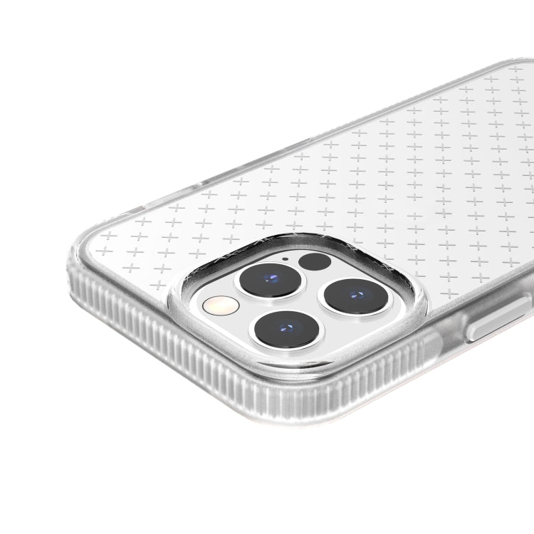 For iPhone 13 Pro Max Grid Pattern Shockproof Transparent TPU Phone Case