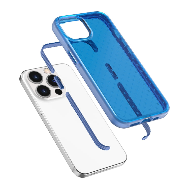 For iPhone 13 Pro Max Grid Pattern Shockproof Transparent TPU Phone Case