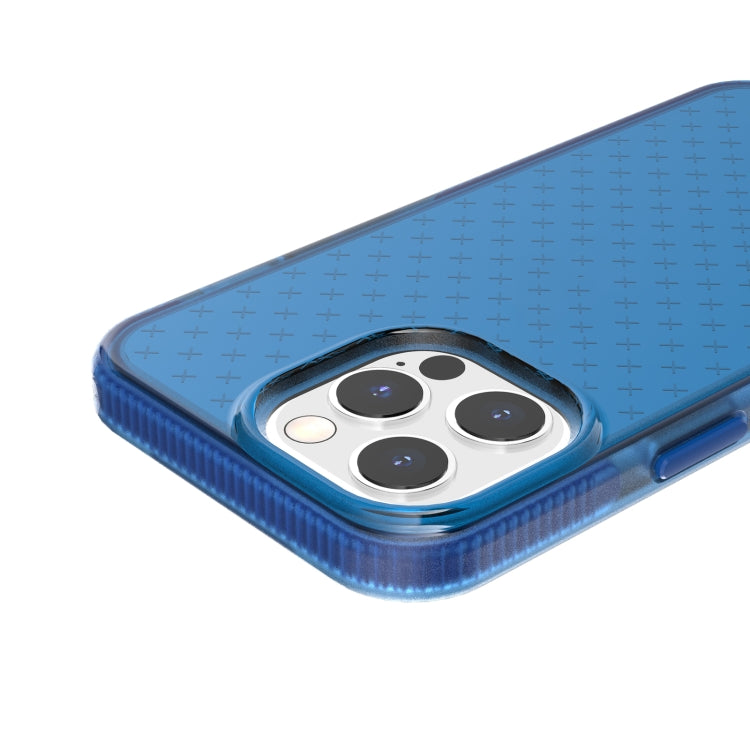 For iPhone 13 Pro Max Grid Pattern Shockproof Transparent TPU Phone Case