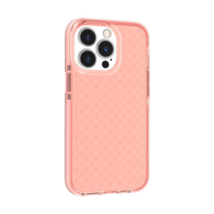 For iPhone 13 Pro Max Grid Pattern Shockproof Transparent TPU Phone Case