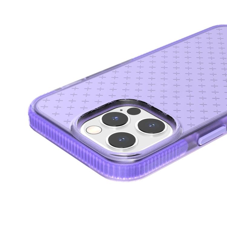 For iPhone 13 Pro Max Grid Pattern Shockproof Transparent TPU Phone Case