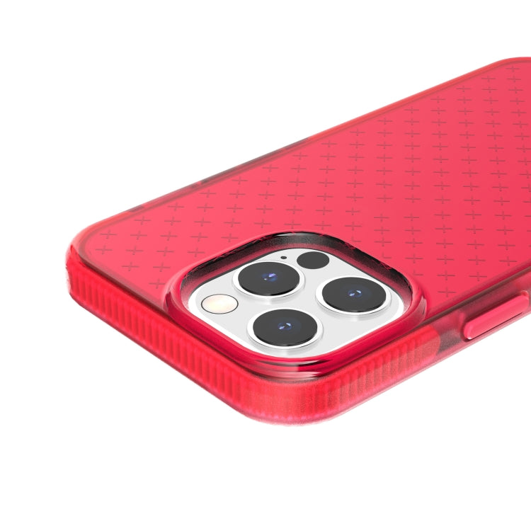 For iPhone 13 Pro Max Grid Pattern Shockproof Transparent TPU Phone Case