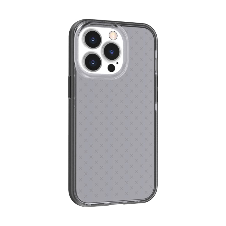 For iPhone 13 Pro Grid Pattern Shockproof Transparent TPU Phone Case