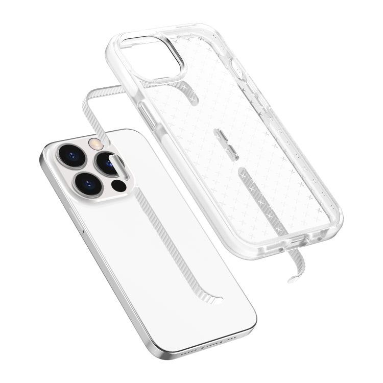 For iPhone 13 Pro Grid Pattern Shockproof Transparent TPU Phone Case