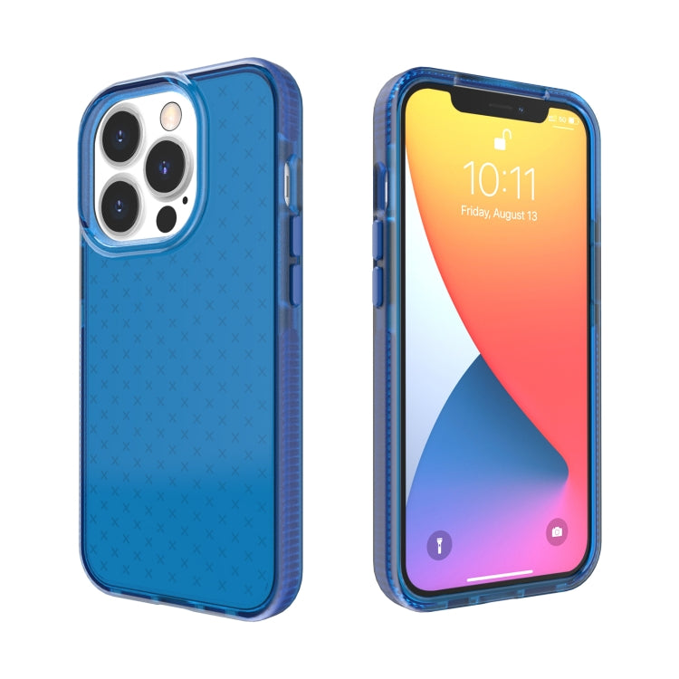 For iPhone 13 Pro Grid Pattern Shockproof Transparent TPU Phone Case