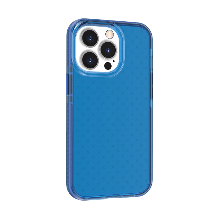 For iPhone 13 Pro Grid Pattern Shockproof Transparent TPU Phone Case