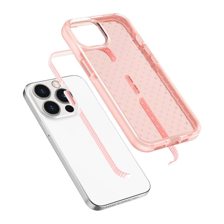 For iPhone 13 Pro Grid Pattern Shockproof Transparent TPU Phone Case