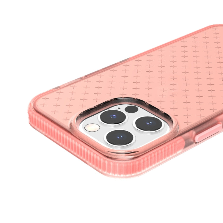 For iPhone 13 Pro Grid Pattern Shockproof Transparent TPU Phone Case