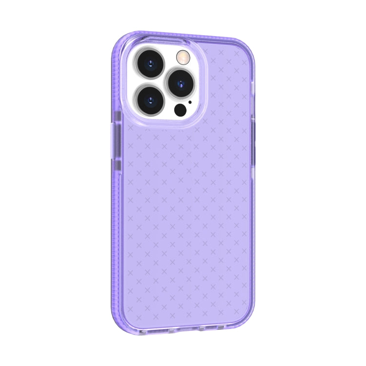 For iPhone 13 Pro Grid Pattern Shockproof Transparent TPU Phone Case