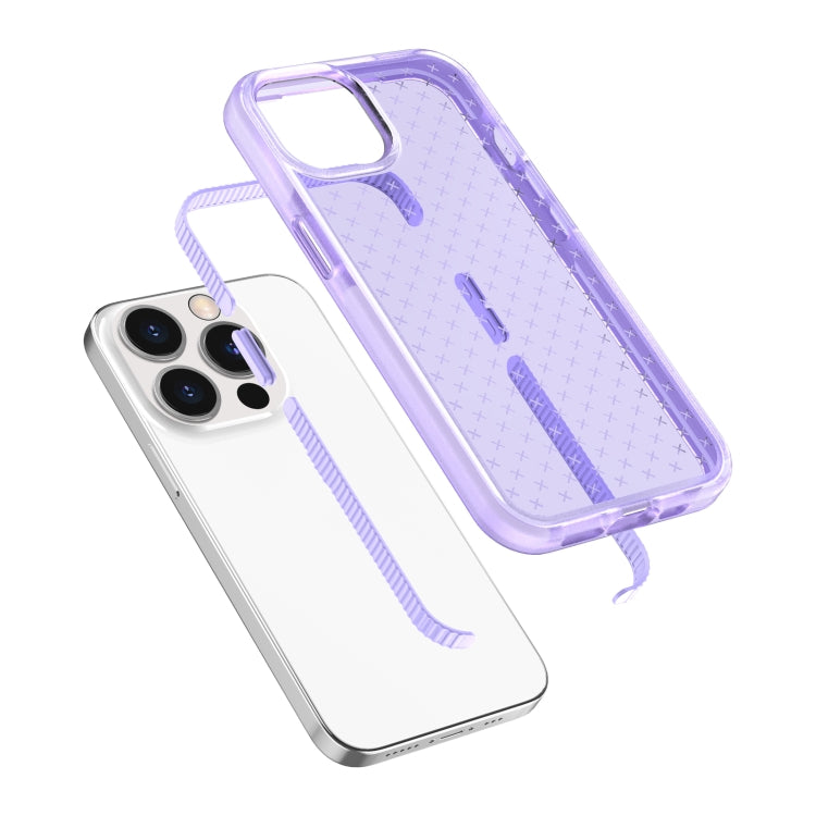 For iPhone 13 Pro Grid Pattern Shockproof Transparent TPU Phone Case
