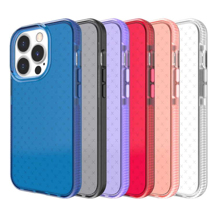 For iPhone 13 Pro Grid Pattern Shockproof Transparent TPU Phone Case