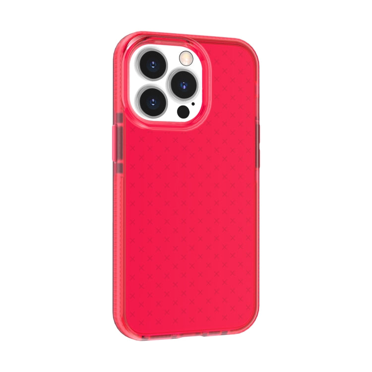 For iPhone 13 Pro Grid Pattern Shockproof Transparent TPU Phone Case