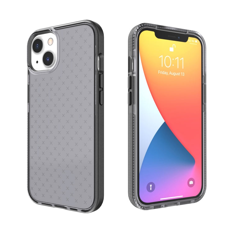 For iPhone 13 Grid Pattern Shockproof Transparent TPU Phone Case