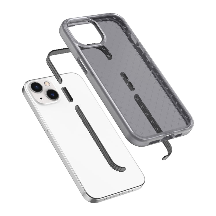 For iPhone 13 Grid Pattern Shockproof Transparent TPU Phone Case
