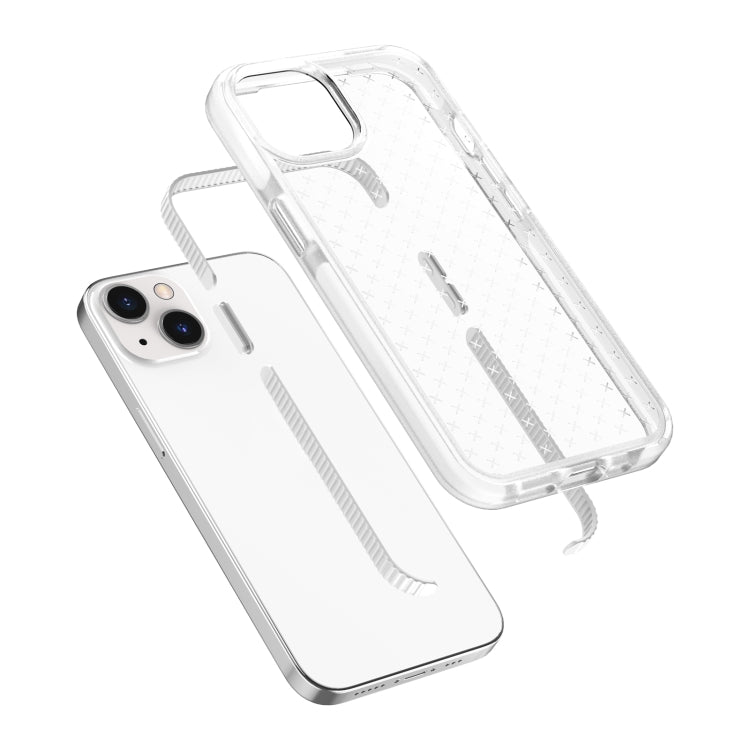 For iPhone 13 Grid Pattern Shockproof Transparent TPU Phone Case