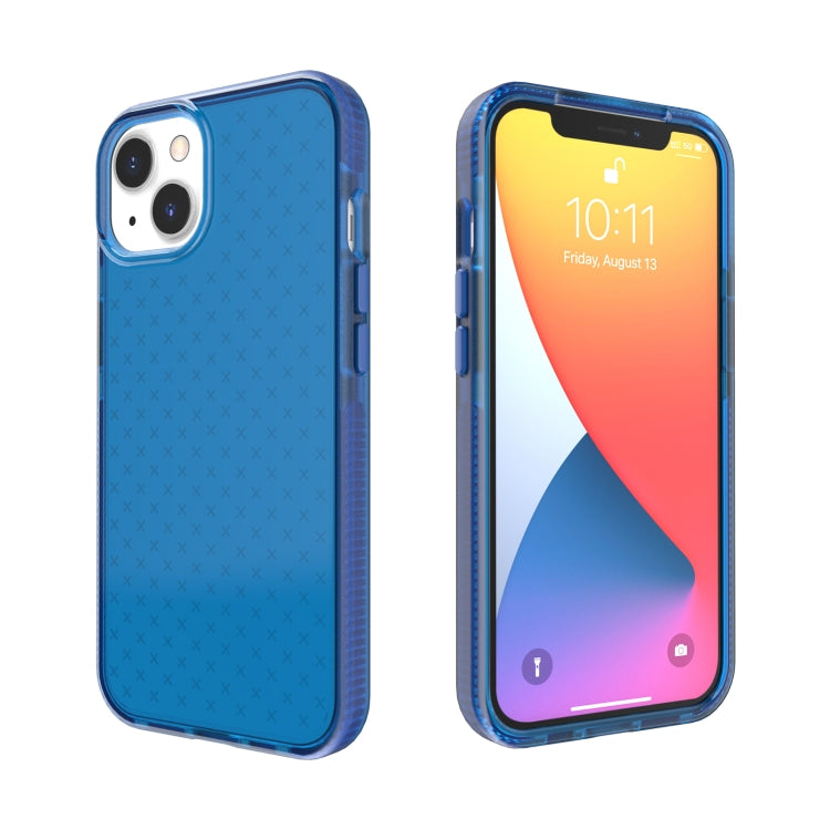 For iPhone 13 Grid Pattern Shockproof Transparent TPU Phone Case
