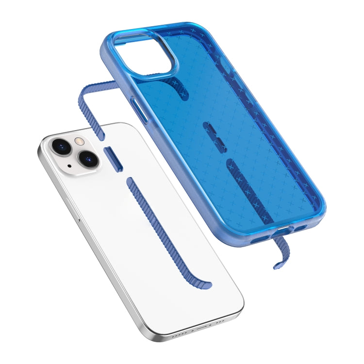 For iPhone 13 Grid Pattern Shockproof Transparent TPU Phone Case