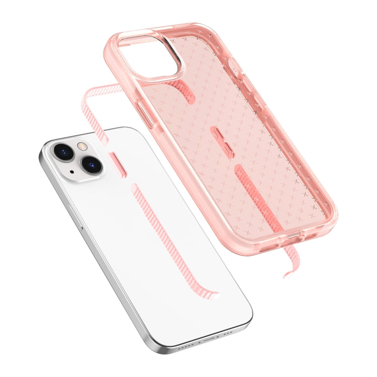 For iPhone 13 Grid Pattern Shockproof Transparent TPU Phone Case