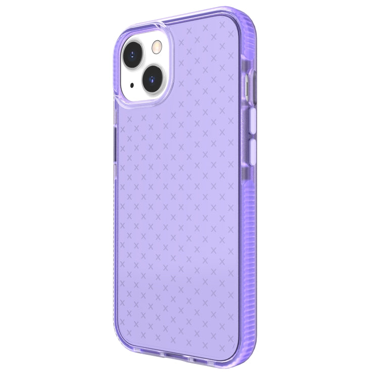 For iPhone 13 Grid Pattern Shockproof Transparent TPU Phone Case