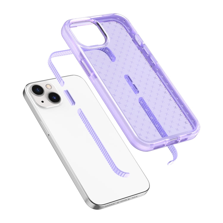 For iPhone 13 Grid Pattern Shockproof Transparent TPU Phone Case