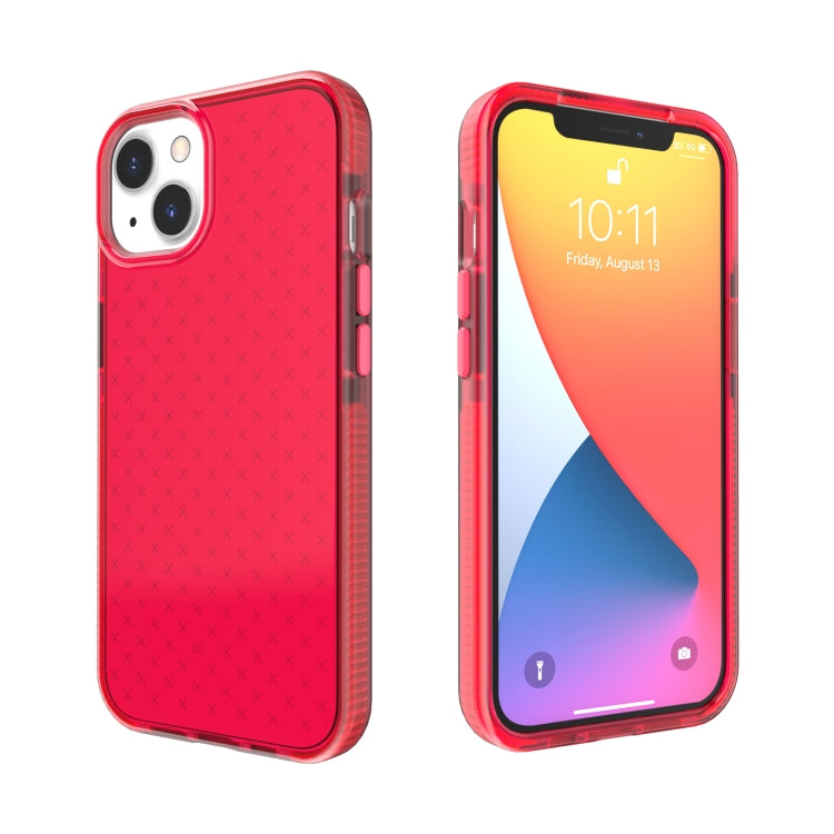 For iPhone 13 Grid Pattern Shockproof Transparent TPU Phone Case