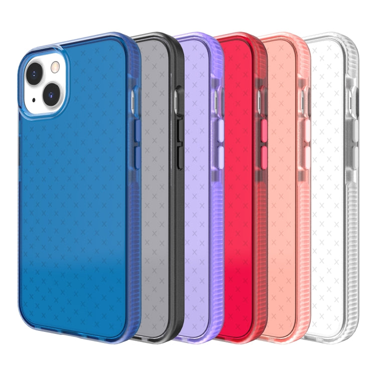 For iPhone 13 Grid Pattern Shockproof Transparent TPU Phone Case