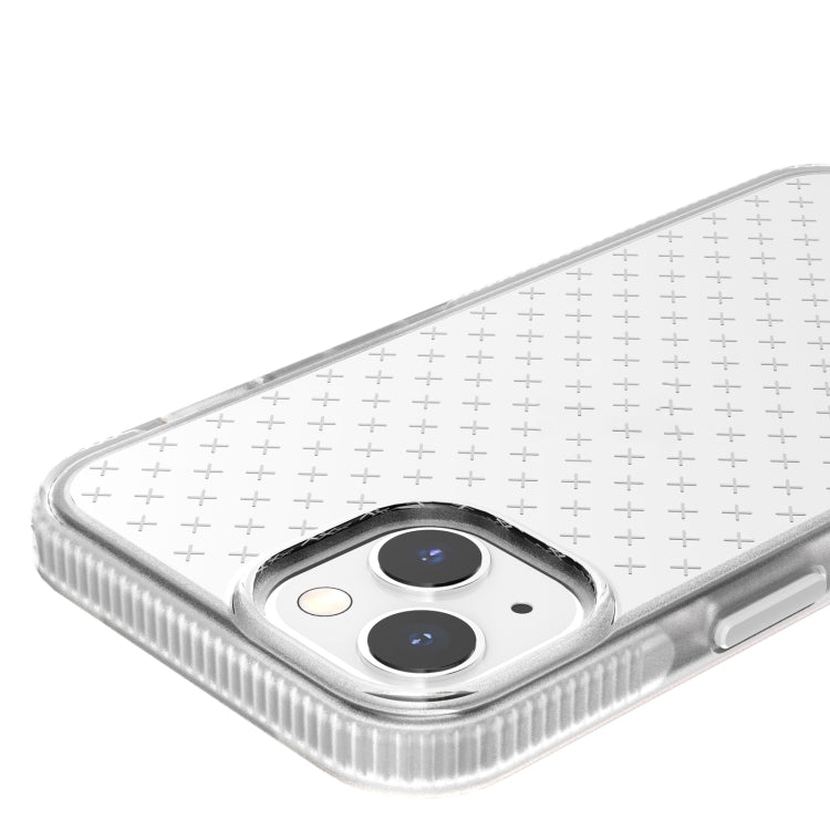 For iPhone 13 mini Grid Pattern Shockproof Transparent TPU Phone Case