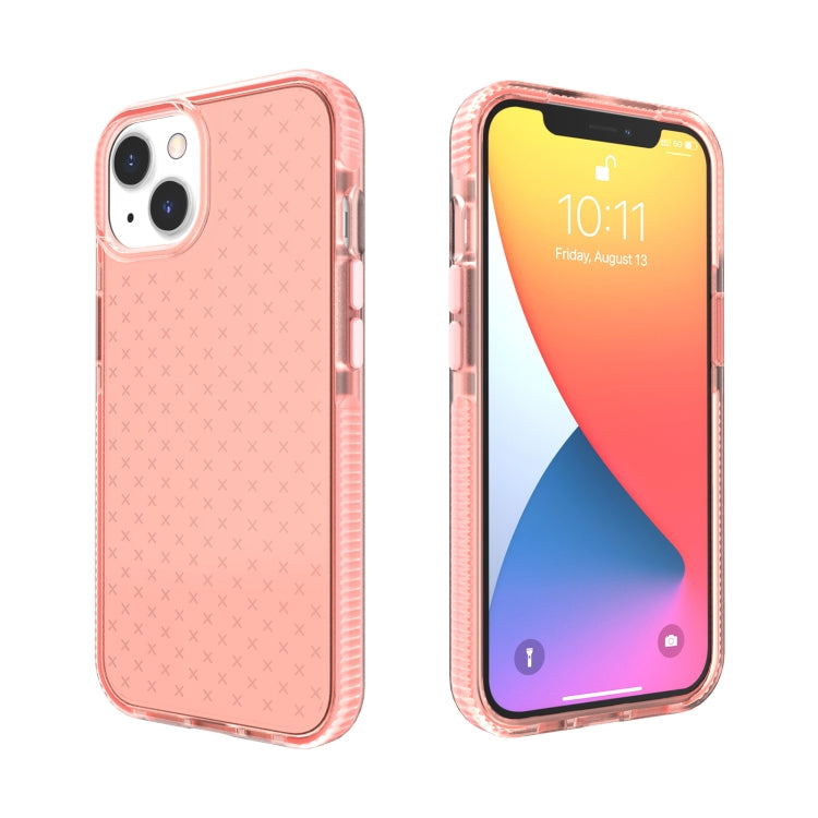 For iPhone 13 mini Grid Pattern Shockproof Transparent TPU Phone Case