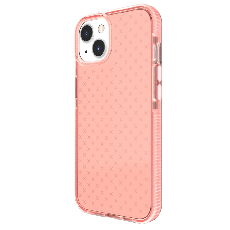 For iPhone 13 mini Grid Pattern Shockproof Transparent TPU Phone Case