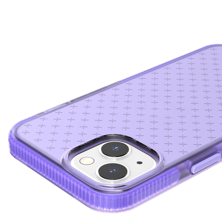 For iPhone 13 mini Grid Pattern Shockproof Transparent TPU Phone Case