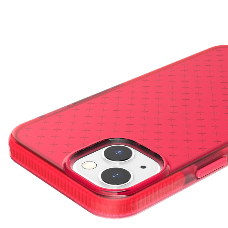 For iPhone 13 mini Grid Pattern Shockproof Transparent TPU Phone Case