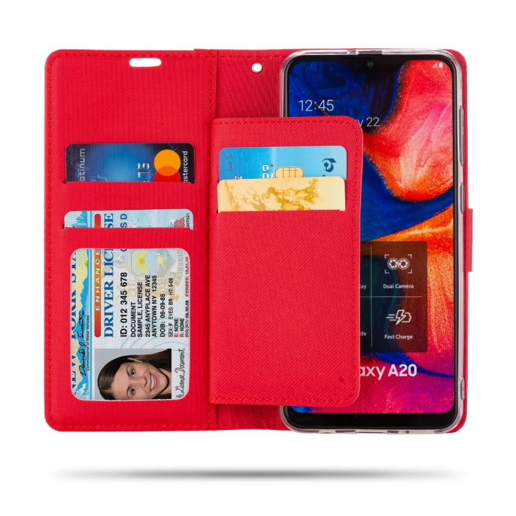 For Galaxy A20 ROAR Shockproof PU + TPU Horizontal Flip Leather Case with Holder & Card Slots