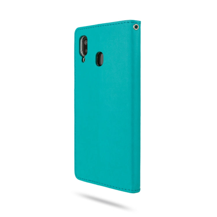 For Galaxy A20 ROAR Shockproof PU + TPU Horizontal Flip Leather Case with Holder & Card Slots