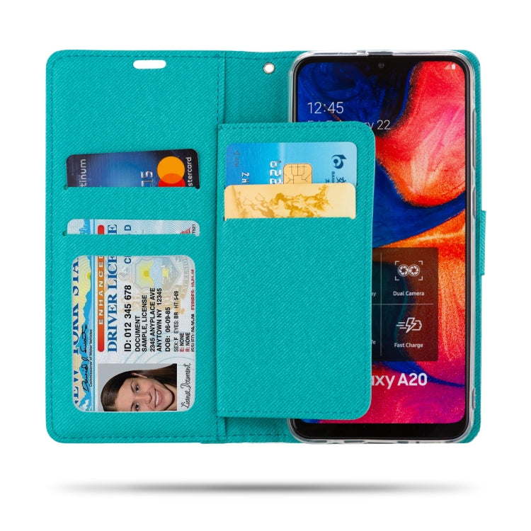 For Galaxy A20 ROAR Shockproof PU + TPU Horizontal Flip Leather Case with Holder & Card Slots