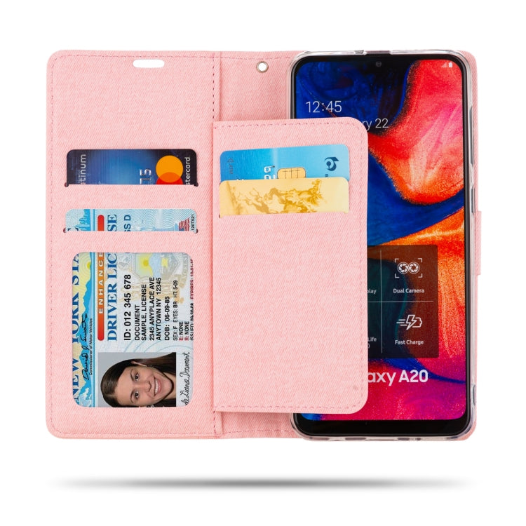 For Galaxy A20 ROAR Shockproof PU + TPU Horizontal Flip Leather Case with Holder & Card Slots