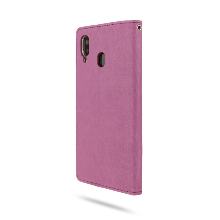 For Galaxy A20 ROAR Shockproof PU + TPU Horizontal Flip Leather Case with Holder & Card Slots