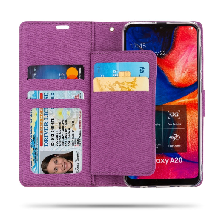 For Galaxy A20 ROAR Shockproof PU + TPU Horizontal Flip Leather Case with Holder & Card Slots
