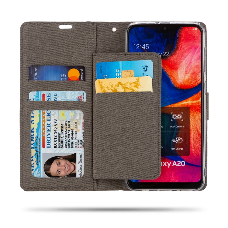 For Galaxy A20 ROAR Shockproof PU + TPU Horizontal Flip Leather Case with Holder & Card Slots