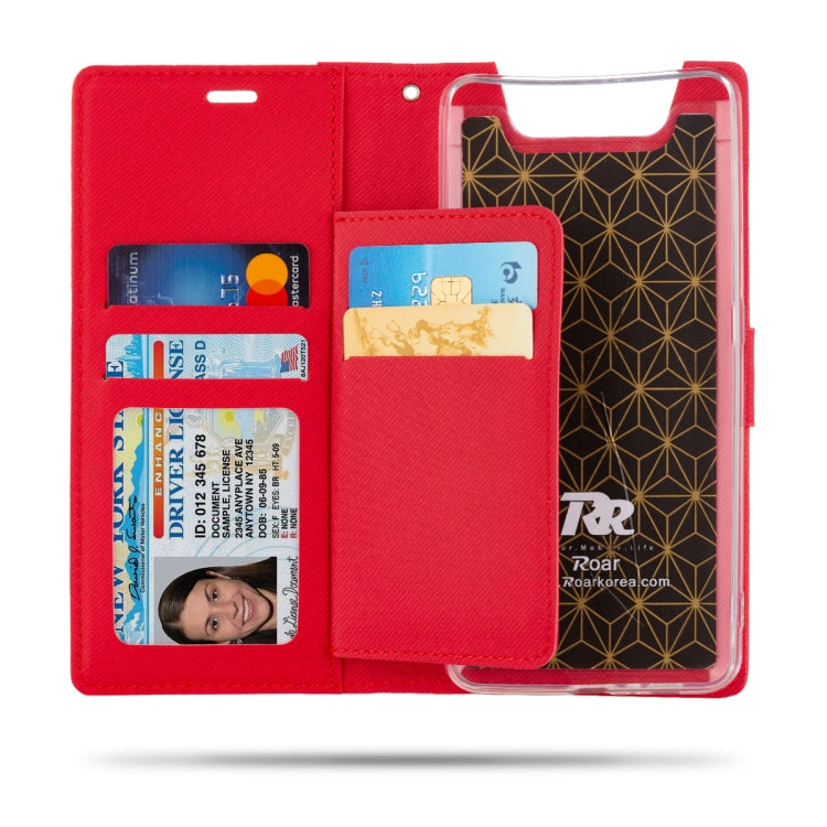 For Galaxy A80 ROAR Shockproof PU + TPU Horizontal Flip Leather Case with Holder & Card Slots