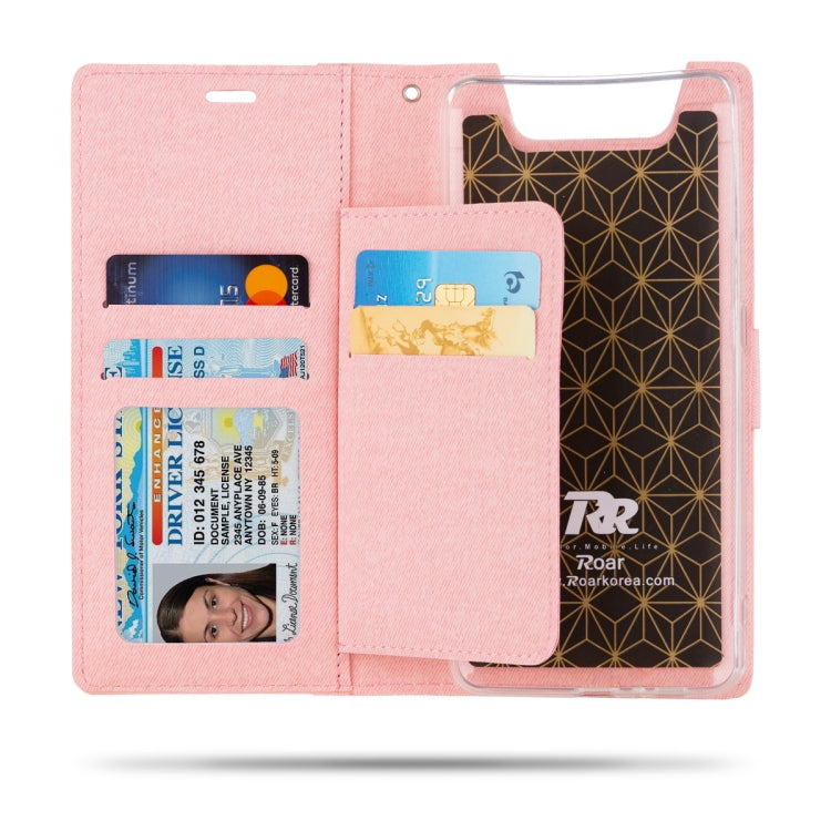 For Galaxy A80 ROAR Shockproof PU + TPU Horizontal Flip Leather Case with Holder & Card Slots