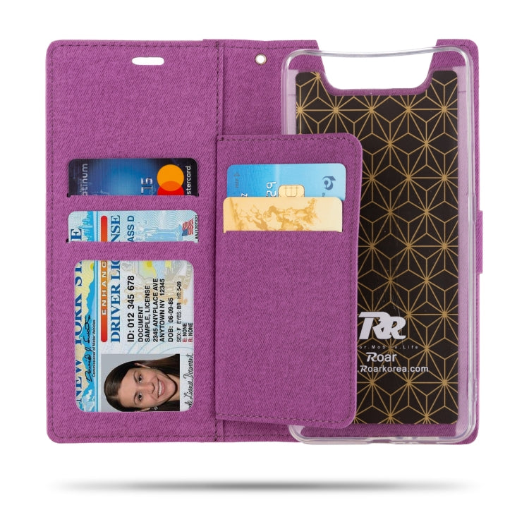 For Galaxy A80 ROAR Shockproof PU + TPU Horizontal Flip Leather Case with Holder & Card Slots
