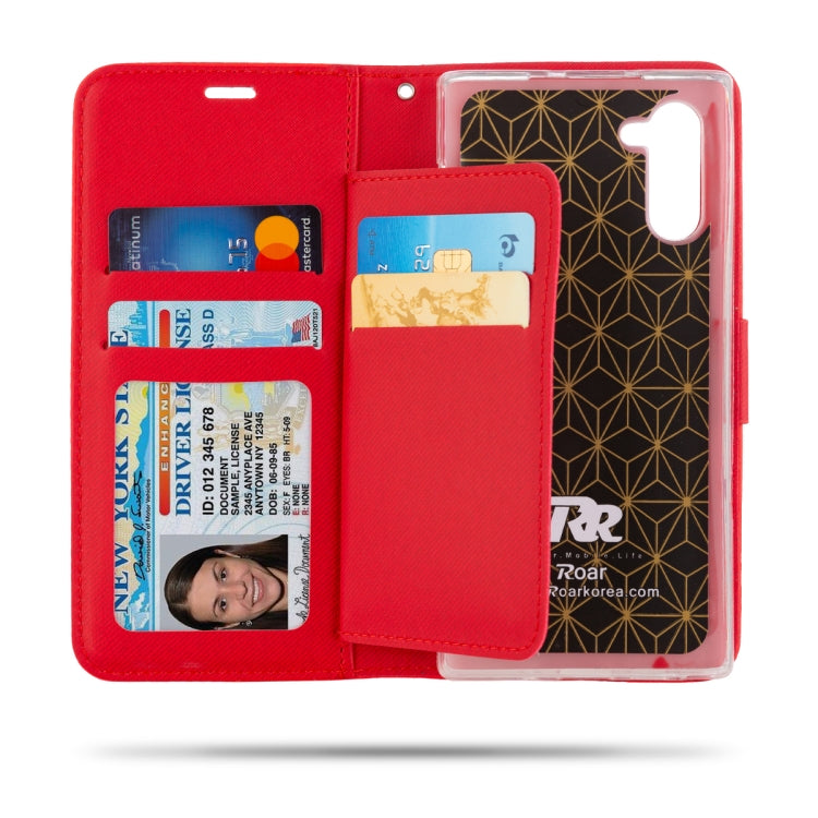 For Galaxy Note 10 ROAR Shockproof PU + TPU Horizontal Flip Leather Case with Holder & Card Slots