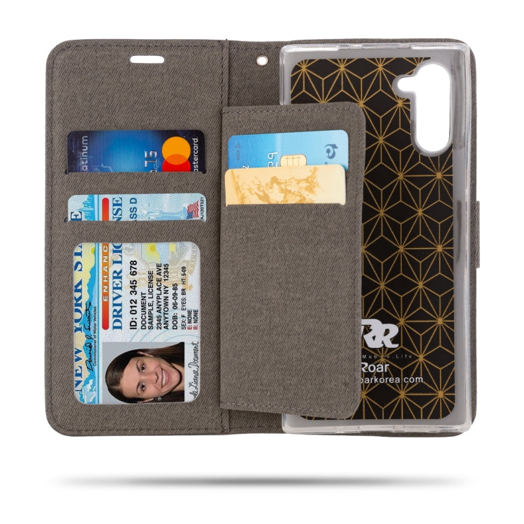 For Galaxy Note 10 ROAR Shockproof PU + TPU Horizontal Flip Leather Case with Holder & Card Slots