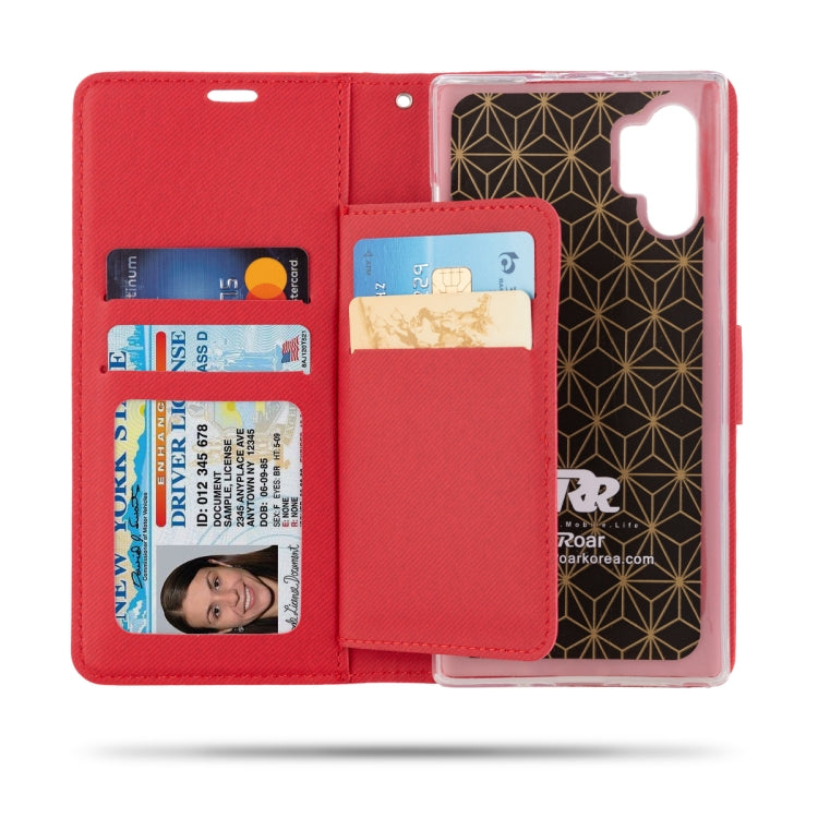 For Galaxy Note 10+ ROAR Shockproof PU + TPU Horizontal Flip Leather Case with Holder & Card Slots
