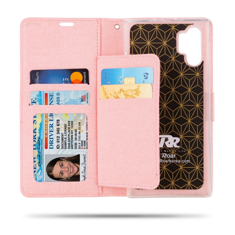 For Galaxy Note 10+ ROAR Shockproof PU + TPU Horizontal Flip Leather Case with Holder & Card Slots